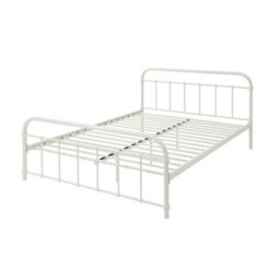 SlumberWorx Tewin Vintage Hospital Style White King Size Metal Bed Frame - thumbnail 6