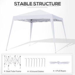 Outsunny Garden Pop Up Gazebo Tent Party Water-Resistant 2.5 X 2.5M White - thumbnail 7