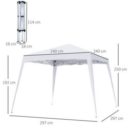Outsunny Garden Pop Up Gazebo Tent Party Water-Resistant 2.5 X 2.5M White - thumbnail 3
