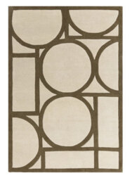 Khaki Geometric Wool Bordered Geometric Rug For Bedroom & Living Room-120Cm X 170Cm - thumbnail 1