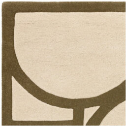 Khaki Geometric Wool Bordered Geometric Rug For Bedroom & Living Room-120Cm X 170Cm - thumbnail 2