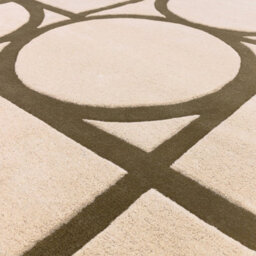 Khaki Geometric Wool Bordered Geometric Rug For Bedroom & Living Room-120Cm X 170Cm - thumbnail 3