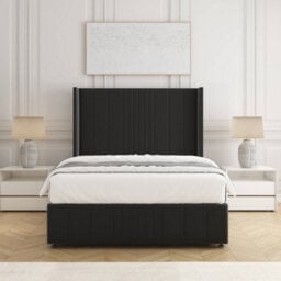 Bsspoke Elise Divan Bed Set Black Plush Velvet With 54Inch Headboard & Footboard & No Drawers No Mattress In All Sizes - thumbnail 3