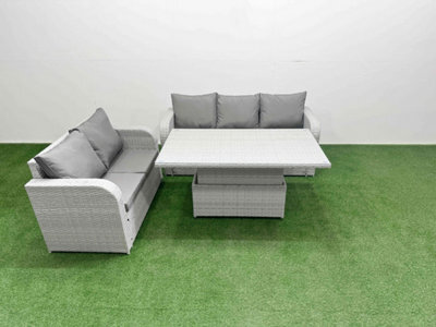 Fimous 5 Seater Pe Rattan Wicker Garden Furniture Conservatory Sofa Set Adjustable Lifting Table 3 Seater Sofa Love Sofa - image 1