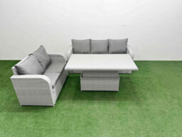 Fimous 5 Seater Pe Rattan Wicker Garden Furniture Conservatory Sofa Set Adjustable Lifting Table 3 Seater Sofa Love Sofa - thumbnail 1