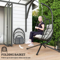 Outsunny Pe Hanging Swing Chair W/ Thick Cushion, Patio Hanging Chair, Black - thumbnail 5