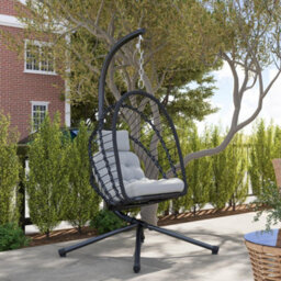 Outsunny Pe Hanging Swing Chair W/ Thick Cushion, Patio Hanging Chair, Black - thumbnail 8