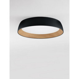 Luminosa Lighting Luminosa Sigi 60Cm Flush Ceiling Light Sandy Black, Wood Triac Dimmable Led 50W 4201Lm 3000K - thumbnail 3