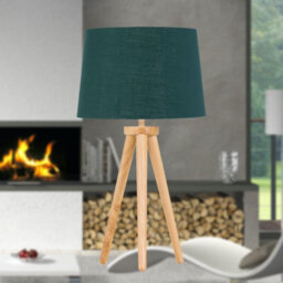 First Choice Lighting Voyage - Light Oak Table Lamp Or Bedside Light With Green & Gold Shade - thumbnail 4