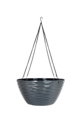 La Hacienda Pot Planter Indoor Or Outdoor Lightweight Recycled Plastic Garden Windermere Hanging Basket - L35 X W35 X H17 Cm - Charcoal - image 1