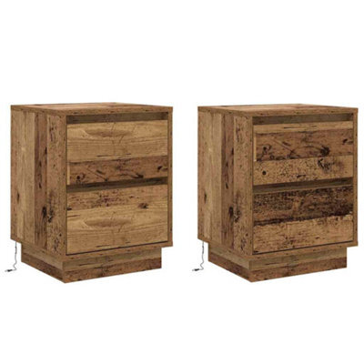 Berkfield Modern Bedside Cabinets With Led Lights 2 Pcs Old Wood 39X34.5X50 Cm - image 1