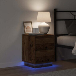 Berkfield Modern Bedside Cabinets With Led Lights 2 Pcs Old Wood 39X34.5X50 Cm - thumbnail 5