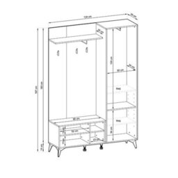 Arte Stylish Diamond Hallway Set H1970mm W1340mm D390mm - Oak Evoke & Black For Space-Saving Storage - thumbnail 3