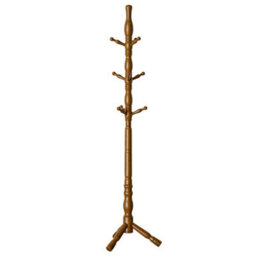 Multibao Posh Solid Wood Coat Stand Tree - 9 Hooks Elegant Rack - Teak Color - thumbnail 2