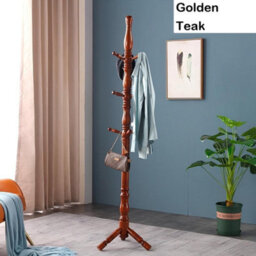 Multibao Posh Solid Wood Coat Stand Tree - 9 Hooks Elegant Rack - Teak Color