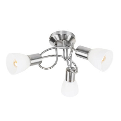 Valuelights Kololi Modern 3 Way Brushed Chrome Flush Curved Swirl Arm Ceiling Light With Frosted Glass Shades - image 1