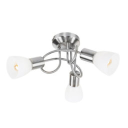Valuelights Kololi Modern 3 Way Brushed Chrome Flush Curved Swirl Arm Ceiling Light With Frosted Glass Shades