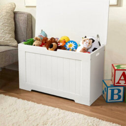 Living And Home White Wooden Kids Toy Storage Box Toy Organizer - thumbnail 2