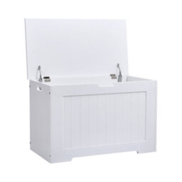 Living And Home White Wooden Kids Toy Storage Box Toy Organizer - thumbnail 4
