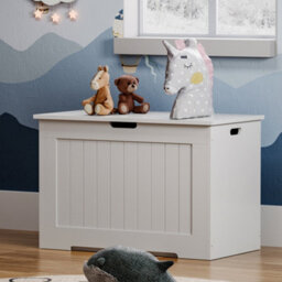 Living And Home White Wooden Kids Toy Storage Box Toy Organizer