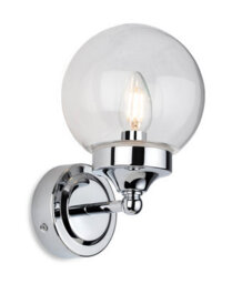 Luminosa Lighting Luminosa Oscar Bathroom Globe Wall Light Chrome With Clear Glass Ip44