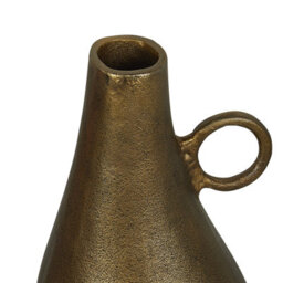 Wyld And Coco Lustre Home Brass-Finish Aluminium Decorative Vase 46 Cm - Rustic Handle Design - thumbnail 5