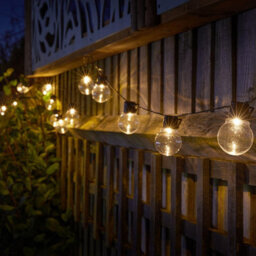 My Smart Buy Set Of 20 Solar Powered Glow Bulb String Lights - 10 Lumen Outdoor Garden Festoon Fairy Lighting With Warm White Leds - 10M