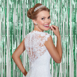Neel Blue Christmas Tinsel Foil Fringe Curtain Backdrop Background, 1 X 2.5M, Green - thumbnail 4