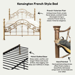 OAT Home Kensington Antique Brass Effect Victorian French Metal Double Bed Frame - thumbnail 8