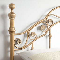 OAT Home Kensington Antique Brass Effect Victorian French Metal Double Bed Frame - thumbnail 4