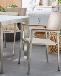 Beliani Set Of 4 Garden Chairs Grosseto Stainless Steel Beige - thumbnail 2
