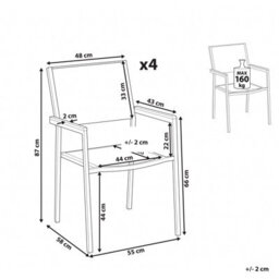 Beliani Set Of 4 Garden Chairs Grosseto Stainless Steel Beige - thumbnail 3