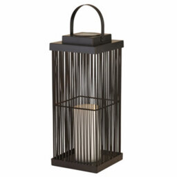 Lighting Collection Large Rattan Solar Outdoor Lantern - thumbnail 1