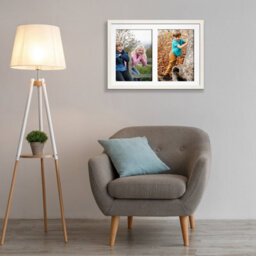 AK Frames 20X14 White Sleek Multi Photo Frame With White Mount - Holds 2 Apertures (2X) A4 Photos - thumbnail 3