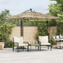 Walplus Garden Parasol With Steel Pole Brown 269X269X235 Cm