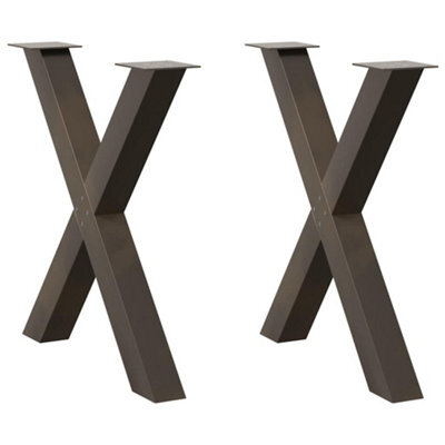 Berkfield Dining Table Legs X-Shaped 2 Pcs Natural Steel 80X(72-73) Cm Steel - image 1