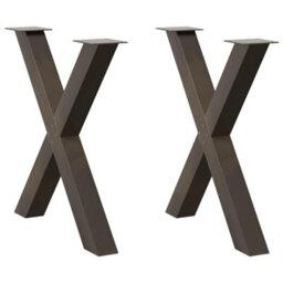 Berkfield Dining Table Legs X-Shaped 2 Pcs Natural Steel 80X(72-73) Cm Steel