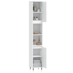 Berkfield Bathroom Cabinet White 30X30X190 Cm Engineered Wood - thumbnail 4