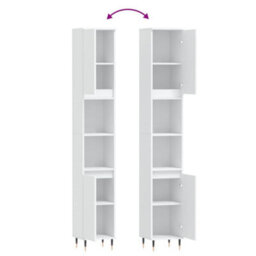 Berkfield Bathroom Cabinet White 30X30X190 Cm Engineered Wood - thumbnail 9
