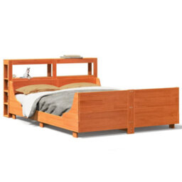 Berkfield Bed Frame Without Mattress Wax Brown 135X190 Cm Double Solid Wood Pine - thumbnail 2