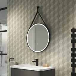 Sensio Nova Matt Black Round Wall-Mounted Bathroom Illuminated Contemporary Colour-Changing Mirror (H)60Cm (W)60Cm