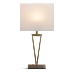 Lighting Supermarket V Design Antique Brass Slimline Table Lamp With Ivory Linen Shade - thumbnail 2