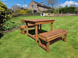 Churnet Valley Garden Furniture Ltd Contemporary 4 Seater Garden Table And Bench Set - Timber - L100 X W150 X H75 Cm - Fully Assembled - thumbnail 5