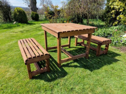 Churnet Valley Garden Furniture Ltd Contemporary 4 Seater Garden Table And Bench Set - Timber - L100 X W150 X H75 Cm - Fully Assembled - thumbnail 2