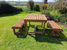 Churnet Valley Garden Furniture Ltd Contemporary 4 Seater Garden Table And Bench Set - Timber - L100 X W150 X H75 Cm - Fully Assembled - thumbnail 4
