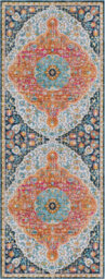 Livabliss Floransa-Vintage Orange Blue Pink Cream Traditional Boho Living Dining Bedroom Rug 80 X 220 Cm Easy Care, Non Shedding - thumbnail 1