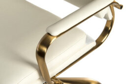 Teknik Vintage Executive Chair In Supple Faux White Leather With Brass Coloured Accents - thumbnail 5