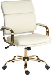 Teknik Vintage Executive Chair In Supple Faux White Leather With Brass Coloured Accents - thumbnail 1