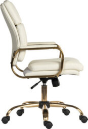 Teknik Vintage Executive Chair In Supple Faux White Leather With Brass Coloured Accents - thumbnail 3