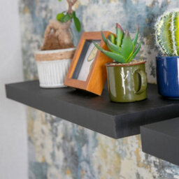 Harbour Housewares 60Cm Floating Wall Shelf - Black - Photo Gallery Bookshelf Wall Shelves For Storage & Display - thumbnail 6